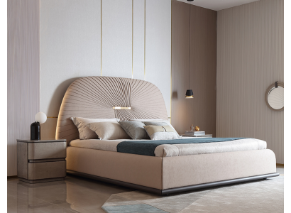 Materiał Design Łóżko Podwójne łóżko Luksusowe Małżeństwo Nowoczesny Hotel Rama Sleep Pokój