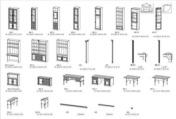 Office Szafa Ściana Szafka narożna Drewno Luxus Meble - Oferta nadrabiania - Inne Rozmiar