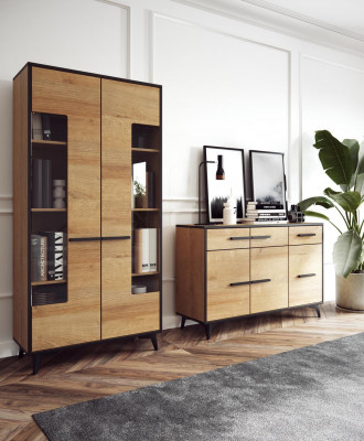Design Komody Szafa Meble Drewno Jednostka Luksusowa ścienna Kredens Galota 2-częściowy. ustawić
