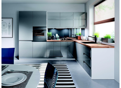 Nowoczesna Kuchnia L Line Kuchnie Szafa Design Meble Custom Made Kitchen Line Szara