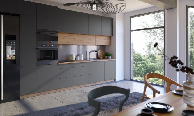 Nowoczesna Kuchnia Line Kuchnie Szafa Design Meble Custom Made Kitchen Line Szara