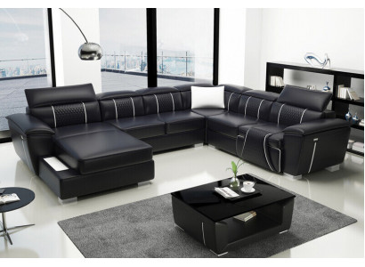 U Shape Narożnikowa kanapa Sofa Kanapa Podkładka Ustawić Skórę Włókienniczą Materiał