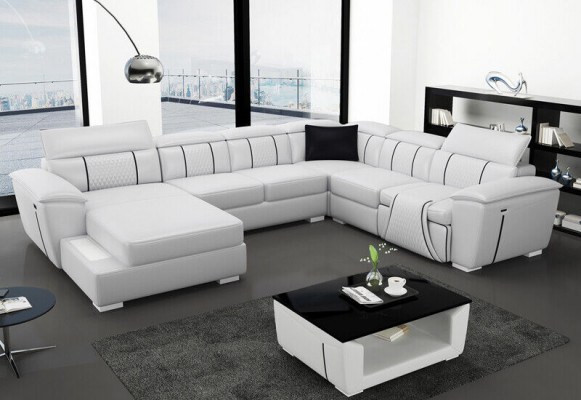 U Shape Narożnikowa kanapa Sofa Kanapa Podkładka Ustawić Skórę Włókienniczą Materiał