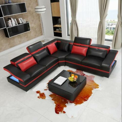 Luksusowy design Narożnik Narożnikowa kanapa Kształt litery L Nowoczesne sofy Sofa skórzana Kanapa Żywy krajobraz Sofa Siedziba