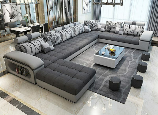 Żywy krajobraz Narożnikowa kanapa UForm Sofa Couch Skóra Design Couch Włókienniczy