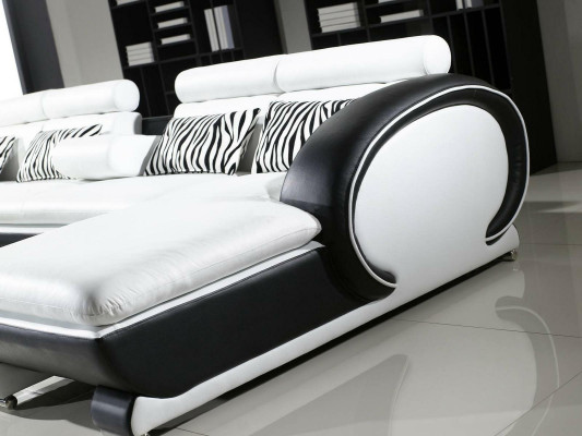 Skórzana sofa Narożnikowa kanapa +2x Stołek Ustawić Podkładkę w kształcie litery U