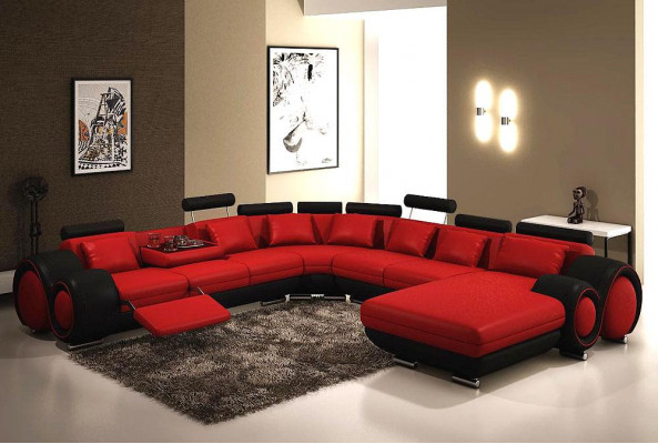 Skórzana sofa Kanapa Podkładka Siedziba Ustawić Kanapy Żywy krajobraz BIG XXL