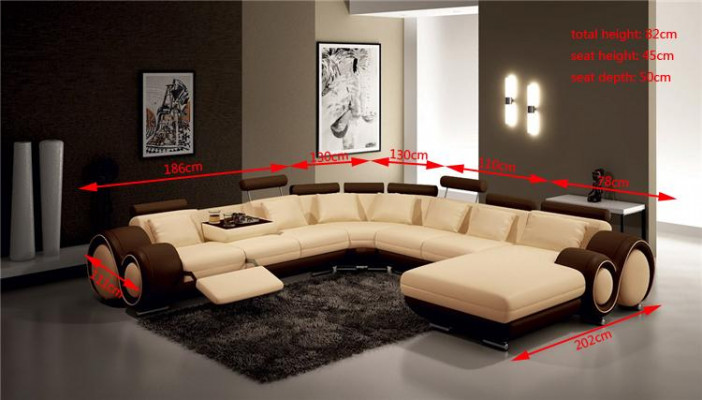 Skórzana sofa Kanapa Podkładka Siedziba Ustawić Kanapy Żywy krajobraz BIG XXL
