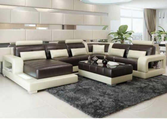 Brązowa skórzana sofa Narożnikowa kanapa kanapa projekt Siedziba Podkładka Ustawić