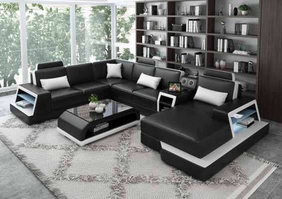 U Shape Sofa Couch Podkładka Ustawić Narożnikowa kanapa Żywy krajobraz Skóra Design