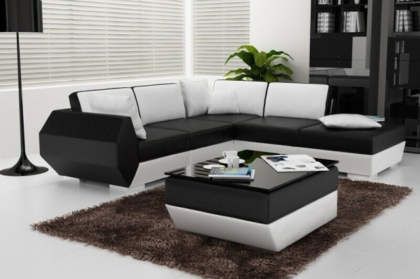 Narożna kanapa skórzana Podkładka Żywy krajobraz Couch Sofa Zestaw narożny w kształcie litery L