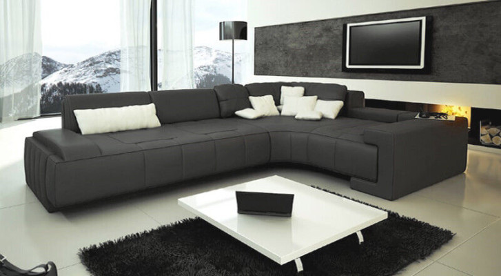 Skóra Modern Couch Żywy krajobraz Sofa skórzana Deco Zestaw sofowy Sofa w kształcie litery L