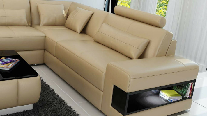 Narożna kanapa Sofa w kształcie litery L Podkładka Narożne sofy Żywy krajobraz skórzana sofa