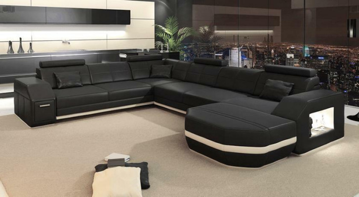 Narożnikowa kanapa skórzana kanapa duża xxl w kształcie litery U Żywy krajobraz sofa dekoracja kanapy Ustawić