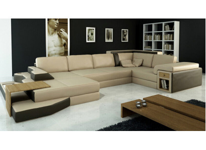 Design Sofa U Shape Skóra Żywy krajobraz Couch Podkładka Siedziba Narożnikowa kanapa