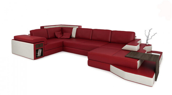 Design Sofa U Shape Skóra Żywy krajobraz Couch Podkładka Siedziba Narożnikowa kanapa