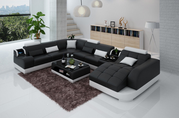 Skórzana sofa designerska sofa U w kształcie Żywy krajobraz Couch Podkładka Narożnikowa kanapa
