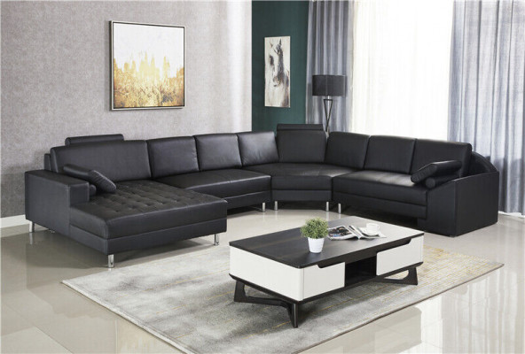 Narożnikowa kanapa Sofa w kształcie litery U Podkładka Narożnikowa kanapa Żywy krajobraz skórzana sofa
