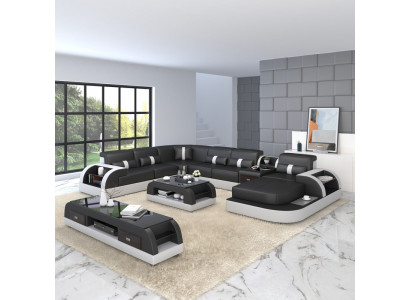 U Shape Sofa Couch Podkładka Ustawić Narożnikowa kanapa Żywy krajobraz Design Skóra