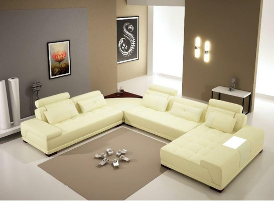 Narożna kanapa skórzana Podkładka Żywy krajobraz Couch Sofa Zestaw narożny UForm