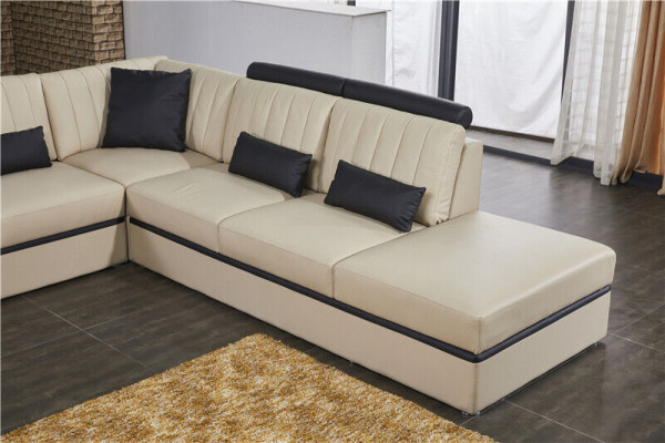 Skóra Modern Couch Żywy krajobraz Skórzana sofa Zestaw sofowy Sofa Kształt U