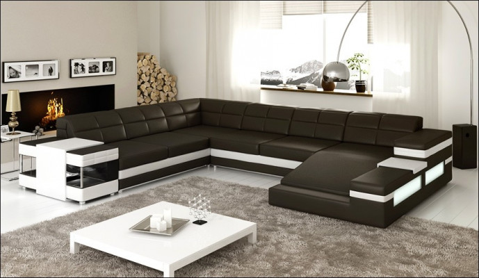 Design Narożnikowa kanapa Sofa Kanapa Podkładka Zestaw narożny Deco Skórzana Sofa Sofy Kanapy