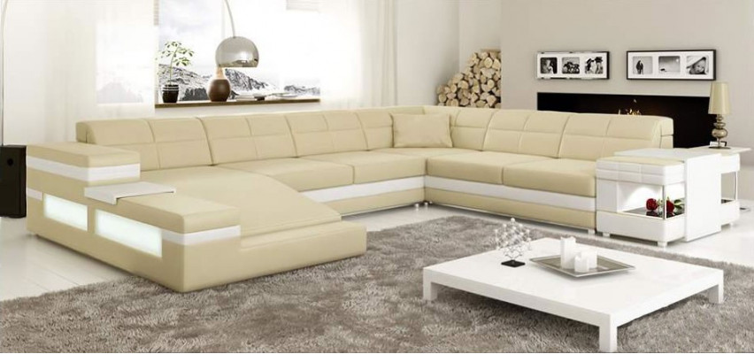 Design Narożnikowa kanapa Sofa Kanapa Podkładka Zestaw narożny Deco Skórzana Sofa Sofy Kanapy