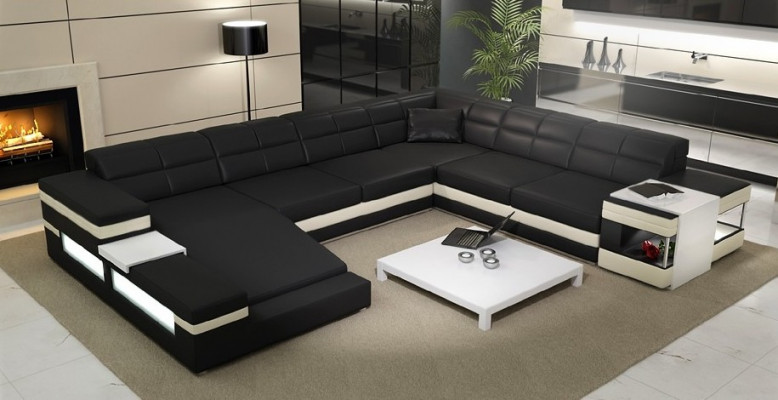 Design Narożnikowa kanapa Sofa Kanapa Podkładka Zestaw narożny Deco Skórzana Sofa Sofy Kanapy