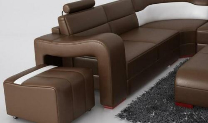 Żywy krajobraz Couch Podkładka Siedziba Ustawić Narożnikowa kanapa Big Couches + 2 Stołek