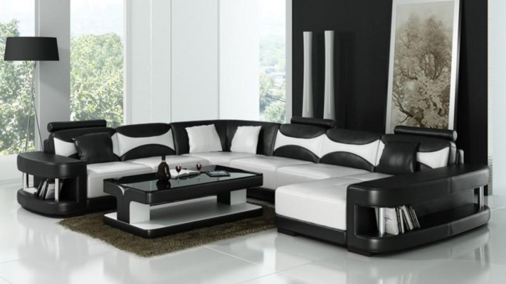 xxl duży Żywy krajobraz U Form Narożnikowa kanapa Sofa Couch Podkładka Ustawić Skóra