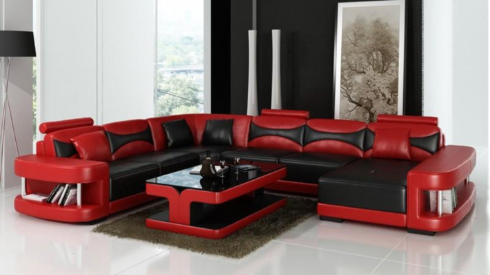xxl duży Żywy krajobraz U Form Narożnikowa kanapa Sofa Couch Podkładka Ustawić Skóra