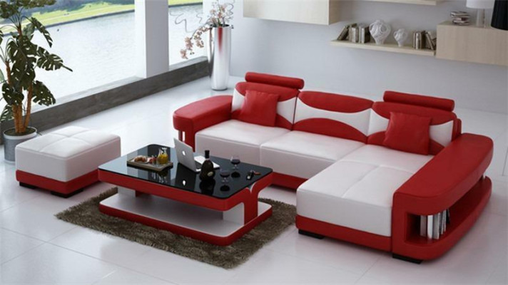 Skórzana sofa Narożnikowa kanapa Stołek Ustawić Podkładkę LForm Couch Sofa Design