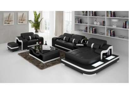 Żywy krajobraz Narożnikowa kanapa Zestaw Fotelowy w kształcie litery L Ustawić Deco Nowoczesna Sofa Skóra
