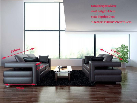 Nowoczesna Sofa Sofa Skórzana Kanapa Żywy krajobraz 3+2+1 Siedziba Ustawić Design