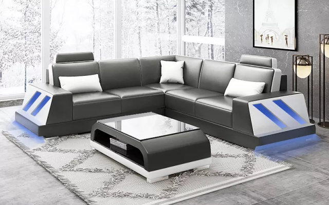 Skórzana sofa narożna sofa tapicerowana kanapa Zestaw narożny Żywy krajobraz Podkładka