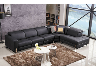 Luksusowa Sofa Skórzana Sofa w kształcie litery L Żywy krajobraz Ustaw Design Nowoczesna Sofa Narożnikowa kanapa
