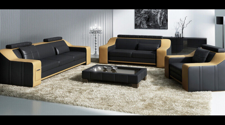 Sofa skórzana Kanapa Żywy krajobraz 3+2+1 miejsce do siedzenia Ustawić Nowoczesna Sofa Obcios nowość