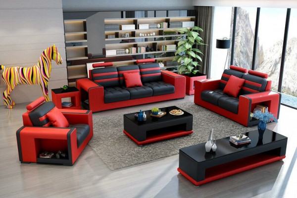 Luksusowy Zestaw sofowy 3+2+1 miejsce do siedzenia Żywy krajobraz Sofa Couch Podkładka Ustawić Sofy Skóra