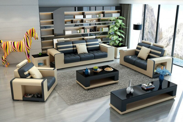 Luksusowy Zestaw sofowy 3+2+1 miejsce do siedzenia Żywy krajobraz Sofa Couch Podkładka Ustawić Sofy Skóra