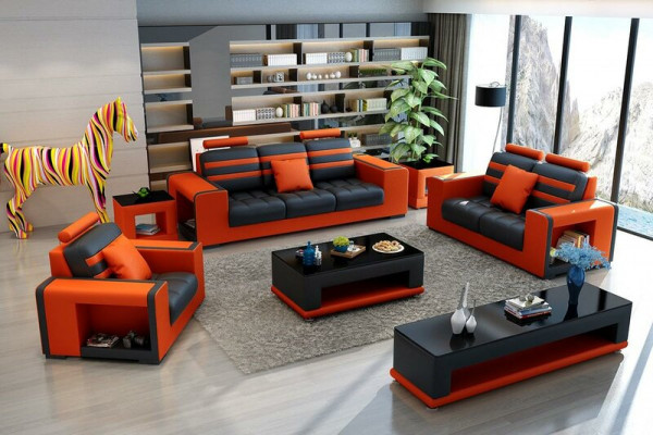 Luksusowy Zestaw sofowy 3+2+1 miejsce do siedzenia Żywy krajobraz Sofa Couch Podkładka Ustawić Sofy Skóra