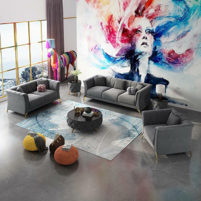 Designerski Zestaw sofowy 3+2+1 miejsce do siedzenia Materiałowe Kanapy Podkładka Ustawić Sofy Kanapa