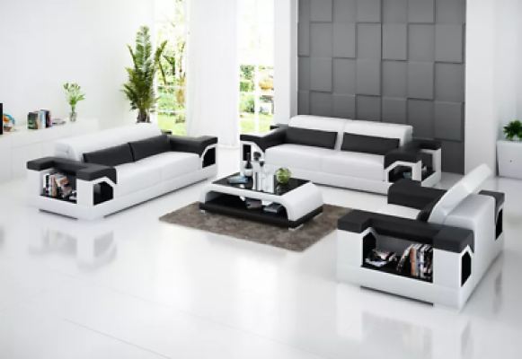 Zestaw kanapowy 321 miejsce do siedzenia stolik kawowy Skórzana sofa Nowoczesna sofa Żywy krajobraz
