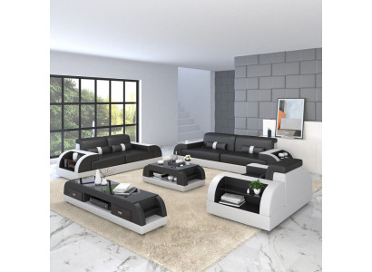 Zestaw sofowy Podkładka 321 miejsce do siedzenia Zestaw Design Sofy Kanapy Skóra Modern