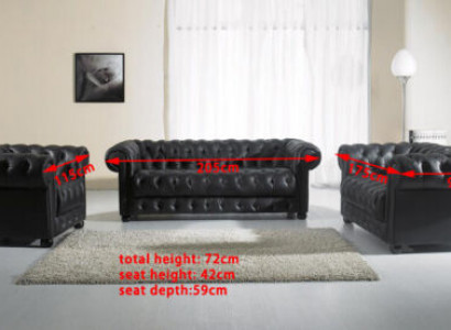 Chesterfield Couches Sofy Podkładka Skóra 321 miejsce do siedzenia Zestaw sofowy Obcios