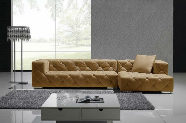 Chesterfield Skóra Modern Couch Żywy krajobraz Sofa skórzana Narożnikowa kanapa Sofa