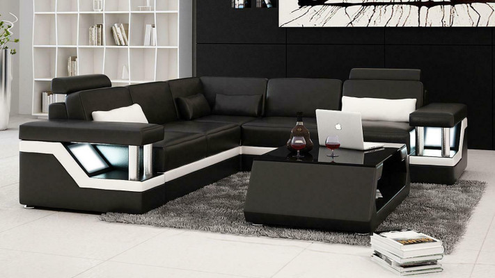 Meble narożne Skóra sofa Podkładka do wypoczynku Designerska tapicerowana kanapa narożna