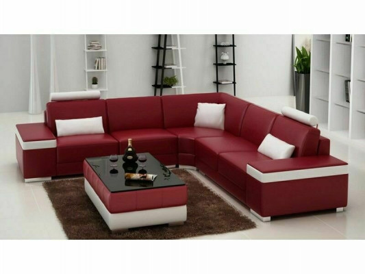 Sofa skórzana w kształcie litery L Podkładka Siedziba Couch Ustaw Narożnikowa kanapa Sofa Couch