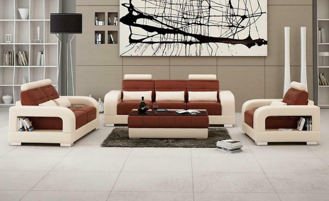 Zestaw sofowy Podkładka 3+1+1 miejsce do siedzenia Zestaw Design Sofy Kanapy Skóra Modern
