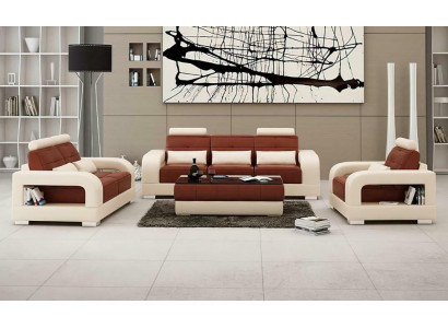 Zestaw sofowy Podkładka 3+1+1 miejsce do siedzenia Zestaw Design Sofy Kanapy Skóra Modern