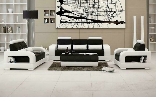Zestaw sofowy Podkładka 3+1+1 miejsce do siedzenia Zestaw Design Sofy Kanapy Skóra Modern